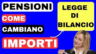 PENSIONI👉I NUOVI IMPORTI AUMENTI E TAGLI DOPO LA LEGGE DI BILANCIO✅ [upl. by Enasus]