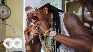 2 Chainz Eats a 295 Burger  Most Expensivest Sht  GQ [upl. by Naamann]