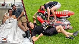 BackYard PIT BIKE RACE GONE WRONG Huge WRECK [upl. by Nitaj]