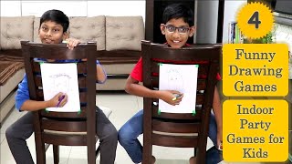 4 Funny drawing games  Indoor party games for kids  fundoor [upl. by Airda]