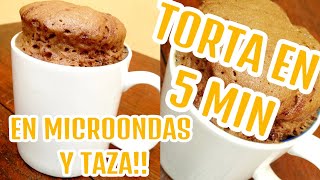 TORTA en Taza en 5 MINUTOS  en MICROONDAS  PASTEL en 5´ [upl. by Aidnis]