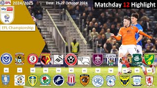 Highlights Summary Matchday 12 202425 EFL Championship [upl. by Diley]