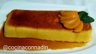 FLAN DE MELOCOTÓN EN ALMÍBAR SIN HORNO 🍮🍑 [upl. by Hanoj]