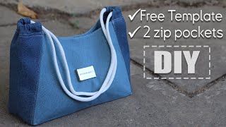 DIY DENIM BAG MAKING FROM CLOTH  Old Jeans Recycle Free PDF Template [upl. by Wolgast]