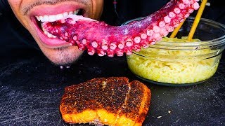 ASMR OCTOPUS TENTACLE MUKBANG GONE WRONG  NOODLES SALMON EATING MOUTH SOUNDS  NO TALKING [upl. by Nosbig470]