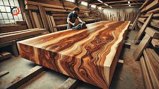 Great Woodworking Project Amazing Large Wood Table Crafting Skills  Enduring Timbereraft [upl. by Alleuqahs289]