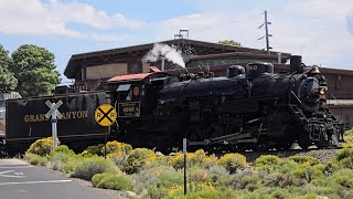 Grand Canyon Railway locomotives at crossing [upl. by Hofmann]