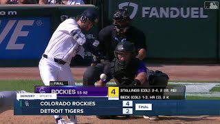 Jacob Stallings RBI double in the ninth helps Rockies beat the Tigers 42 [upl. by Xxam]