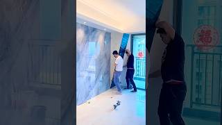 Tile installing beautiful wall design interiordesign tiles vitrifiedtiles [upl. by Laurentium]