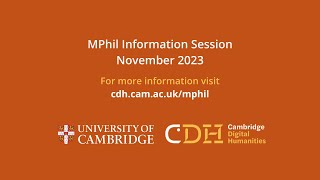 MPhil Applicant Information Session  November 2023 [upl. by Kittie]