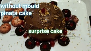 PINATA cake recipe  मोल्ड के बिना पिनाटा केक without mould pinata cake surprise cake easy recipe [upl. by Sancha]