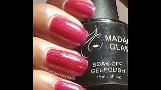 Madam Glam Glittery Berry Gel Polish Demo [upl. by Blessington439]