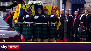 Queens coffin carried into the Palace of Holyroodhouse [upl. by Delos656]