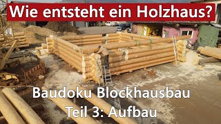 Wie entsteht ein Holzhaus  Baudoku Blockhausbau  Teil 3 Aufbau [upl. by Townshend444]