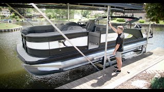 Pontoon Boat Lift How To  Barletta Boats [upl. by Isabelle86]