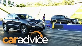 Jeep Grand Cherokee SRT vs Overland Dragway FaceOff [upl. by Quartas]