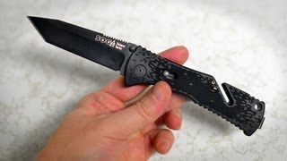 SOG Trident Tanto Folding Knife Review [upl. by Yauqram]