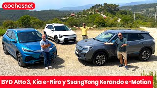 BYD Atto 3 Kia eNiro y SsangYong Korando eMotion  Prueba  Review en español  cochesnet [upl. by Macgregor]