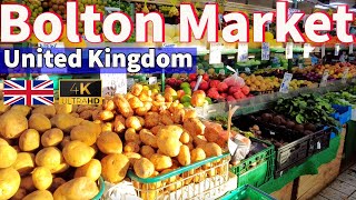 Bolton Market England 4K Walking Tour 2023 UK [upl. by Elagibba]