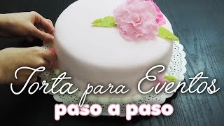 Como hacer torta de cumpleaños y eventos paso a paso y aplicación de fondant [upl. by Campagna]