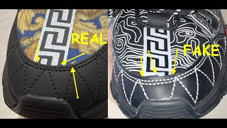 How to spot fake Versace Trigreca trainers Real vs fake Versace Tri greca shoes [upl. by Fernand]