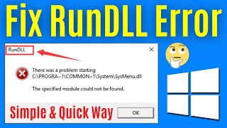 How to Fix Rundll Error in Windows 1087 PC or Laptop  Easily amp Quick [upl. by Aryl]