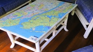 How to Decoupage Furniture with a Map [upl. by Wolram]