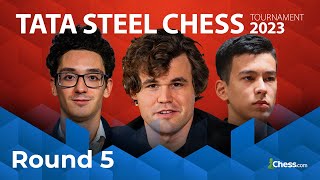 Can Anish amp Nodirbek Hold Off Pragg amp Fabi A Half Point Behind  2023 Tata Steel Masters [upl. by Mervin]