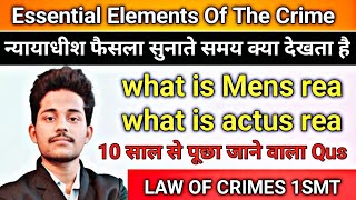 Essential elements of crime  Mens rea  actus rea [upl. by Naitsirc]