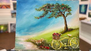 step by step How To Paint “Apple Tree By The Sea”Acrylic Tutorial [upl. by Nitsyrc495]