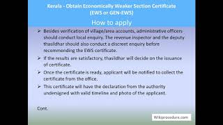 Kerala  Obtain Economically Weaker Section Certificate EWS Or GENEWS [upl. by Nrev]