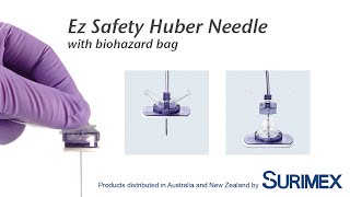 Surimex Ez Safety Huber Needle non coring needle with biohazard bag protection [upl. by Mckale]