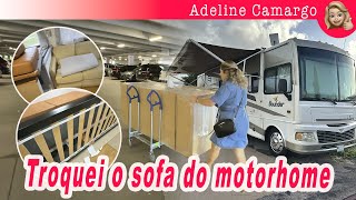 Comprei um sofa novo para o motorhome veja como ficou o espaço agora [upl. by Bohi]