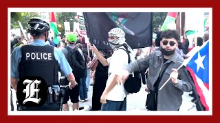 ProPalestinian protesters taunt police with chants while marching outside DNC [upl. by Schilt]