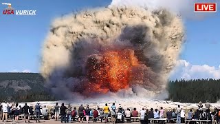 Horrible 1 hour ago hot water volcano in Yellowstone park erupts causing panic among US residents [upl. by Akire946]