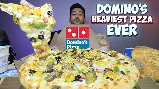 DOMINOS HEAVIEST CHEESE PIZZA EVER 🍕THE CHEESE DOMINATOR PIZZA WITH ALL TOPPINGS AVAILABLE MUKBANG [upl. by Saimerej]