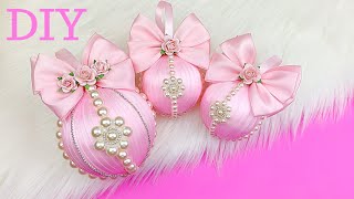 Christmas Tree Ornaments Tutorial  DIY Glam Christmas Ornaments  Girly Pink Christmas Decoration [upl. by Bret116]