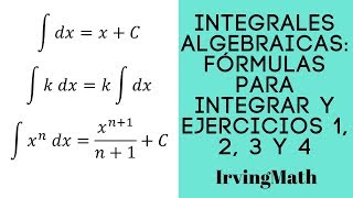 Integrales algebraicas Fórmulas básicas para Integrar y Ejercicios 14 [upl. by Maag19]