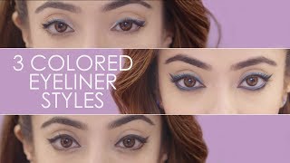 3 Bright Coloured Eyeliner Styles  Attractive Eyeliner Looks amp Style  Be Beautiful [upl. by Marlyn254]