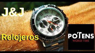 Reloj Potens Hombre 40273501 Acero Reloj Potens Doble Hora en Español [upl. by Ellac]