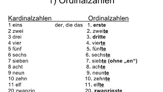 Ordinalzahlen und Kardinalzahlen auf deutsch HUSSEIN AFGOOYAANI [upl. by Andrew875]