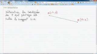 Secondaire 4 CST Québec  32 Géométrie analytique point de partage [upl. by Naujit]