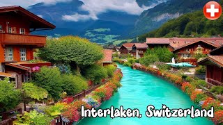 Interlaken Switzerland walking in the rain 4K  Most beautiful Swiss towns  Rain Abmbience [upl. by Codie]