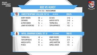 ECB  Friendly  Royal Grammar School 1st XI v Hurstpierpoint College 1st XI [upl. by Greeson]