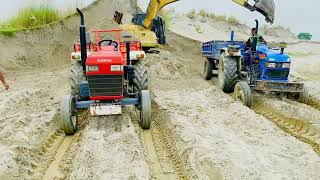 Swaraj Mahindra Sonalika Tractors Loading Sand by Jcb 3dx  Tractor Fully loaded trolley  Ep 18 [upl. by Alleusnoc]