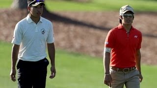 石川遼Ryo Ishikawa＆松山英樹Hideki Matsuyama マスターズでのダブル水切りショットMasters [upl. by Hoisch]