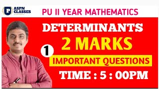 Determinants 2 MARKS IMPORTANT QUESTIONS 2024  Area of triangle using determinants class 12 [upl. by Gaylene]