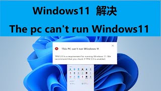 Windows11，解决 The pc cant run Windows11问题，不需要TPM20直接U盘启动。 [upl. by Erline]