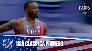 USA clasifica a la final de Atletismo relevo 4x100 m en 1° lugar  Juegos Olímpicos París 2024 [upl. by Lekzehcey294]