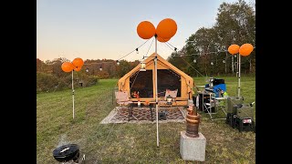 Family Car Camping in an inFlatable Hot Tent No Tarp set up [upl. by Destinee]